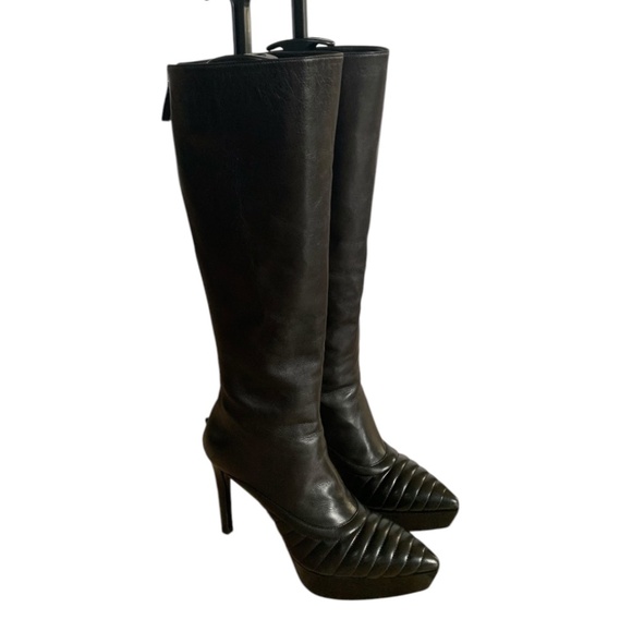Prada Leather Knee High Platform Boots - Picture 1 of 16